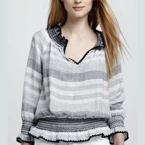 Tory Burch Linen Blend Peasant Blouse sz 8/Medium